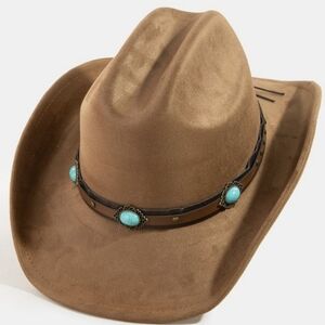 Brown Western Hat with Turquoise Accents